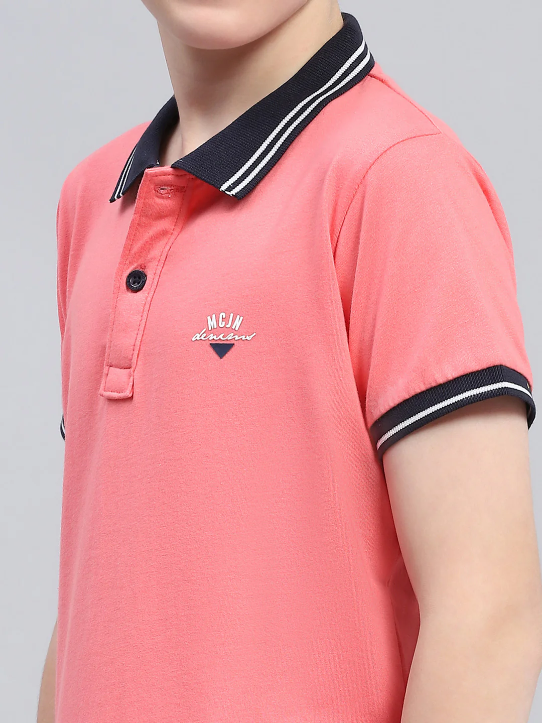 Boys Coral Solid Collar Half Sleeve T-Shirt - Image 6