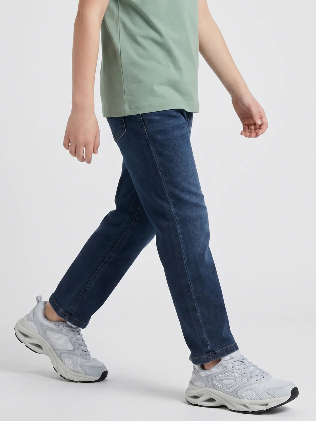 Boys Dark Blue Light Wash Straight Fit Denim - Image 2