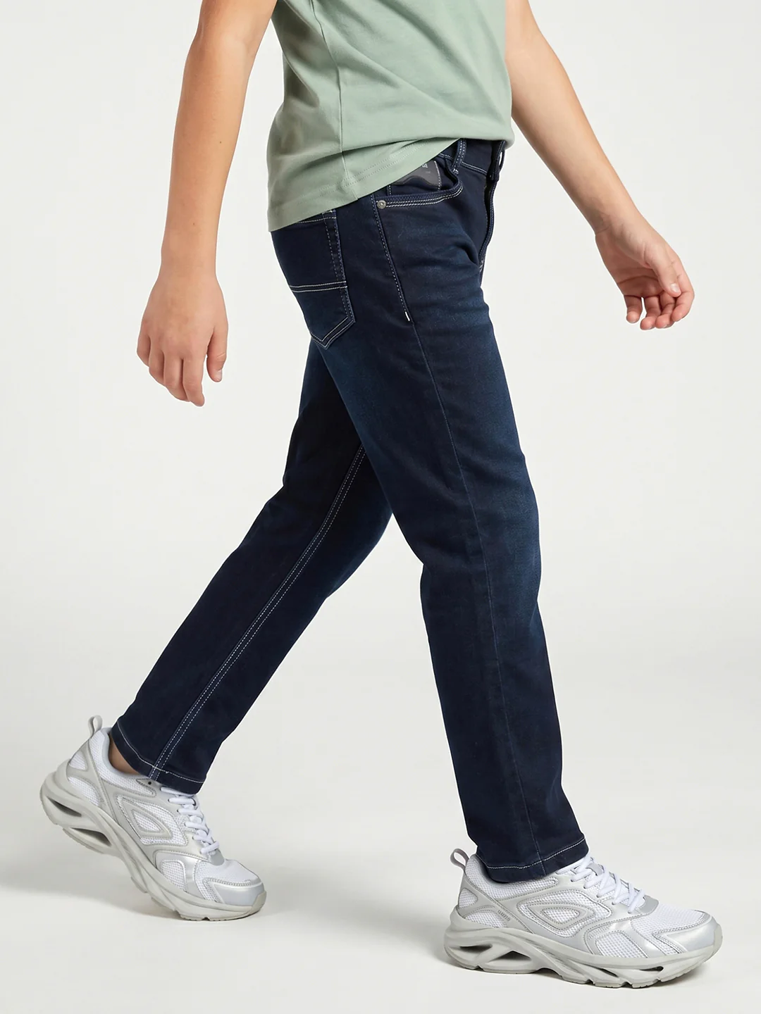 Boys Dark Blue Light Wash Straight Fit Denim - Image 2