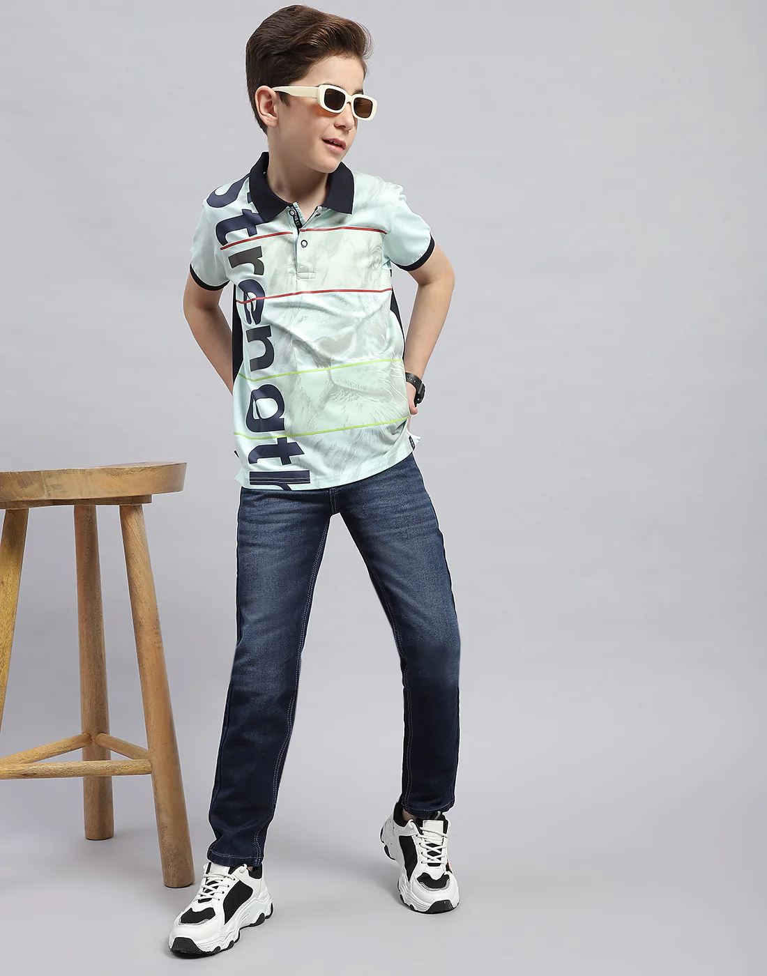 Boys Dark Blue Solid Slim Fit Denim - Image 6