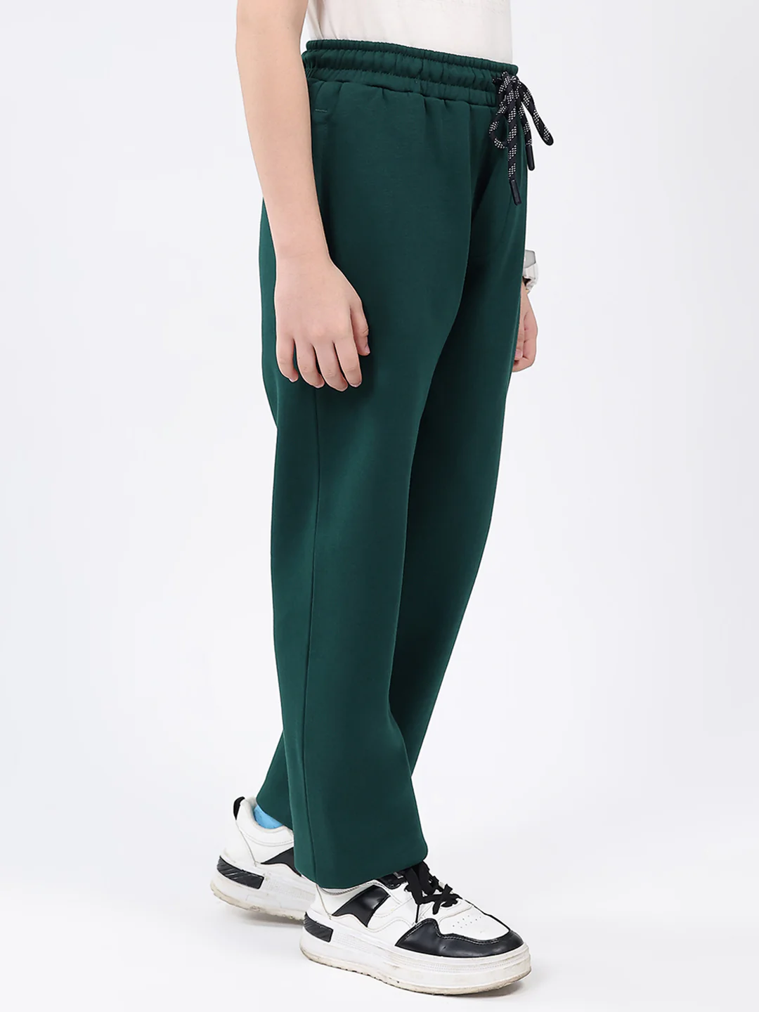 Boys Dark Green Solid Regular Fit Lower - Image 4