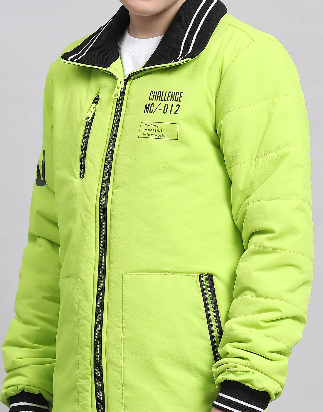 Boys Green Printed Collar Full Sleeve Boys Jacket - Image 6