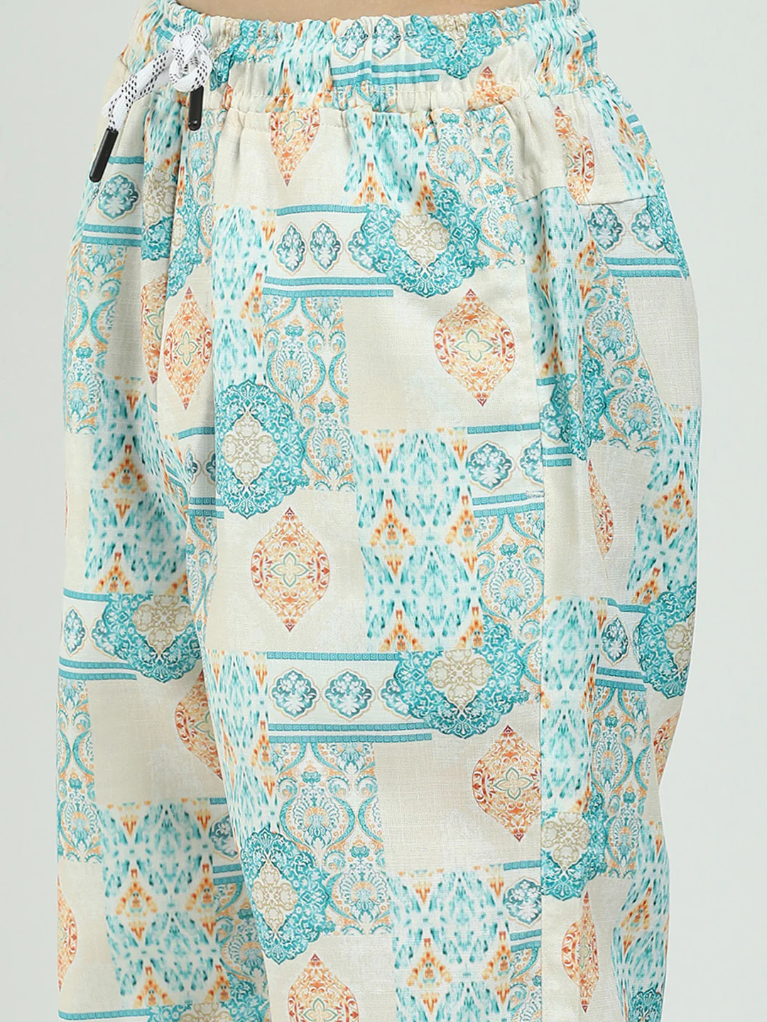 Boys Green Printed Collar Half Sleeve Cords Set - Image 9