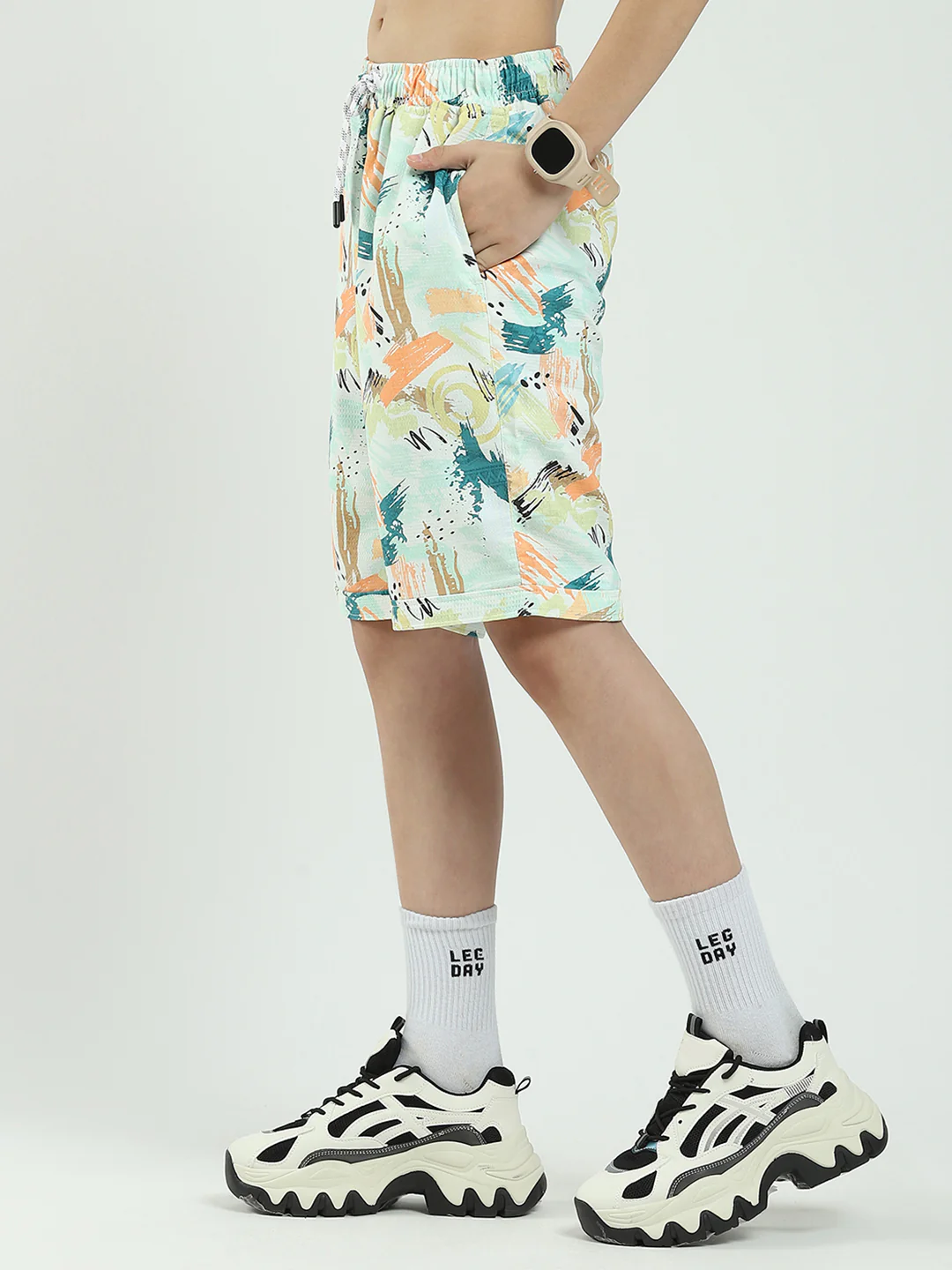 Boys Green Printed Collar Half Sleeve Cords Set - Image 7