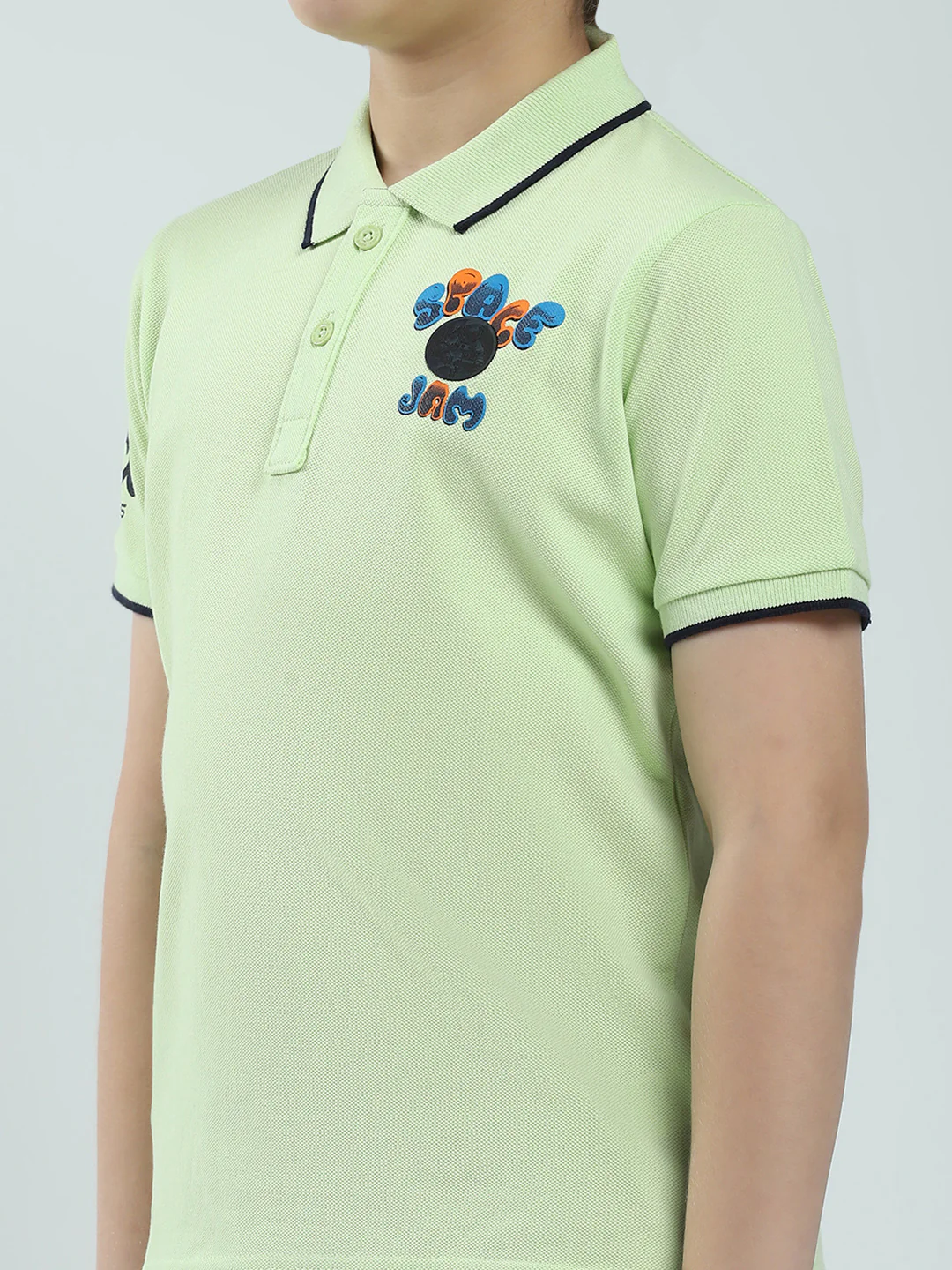 Boys Green Printed Collar Half Sleeve T-Shirt - Image 6