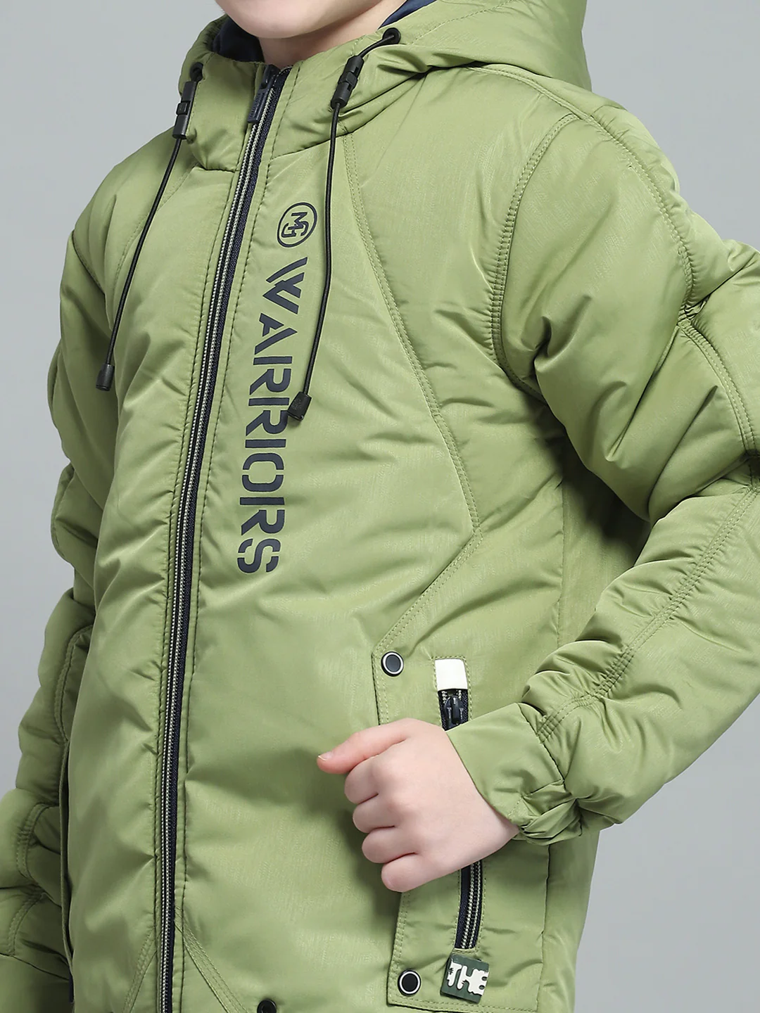 Boys Green Printed Hooded Full Sleeve Jacket - Image 6