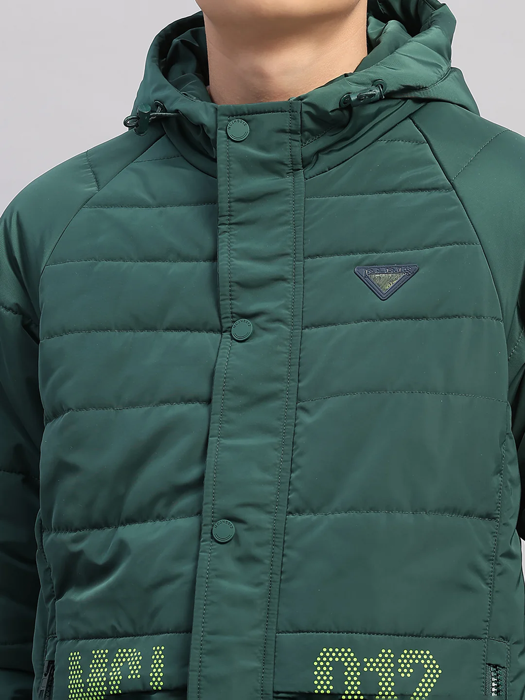 Boys Green Printed Hooded Full Sleeve Jacket - Image 6