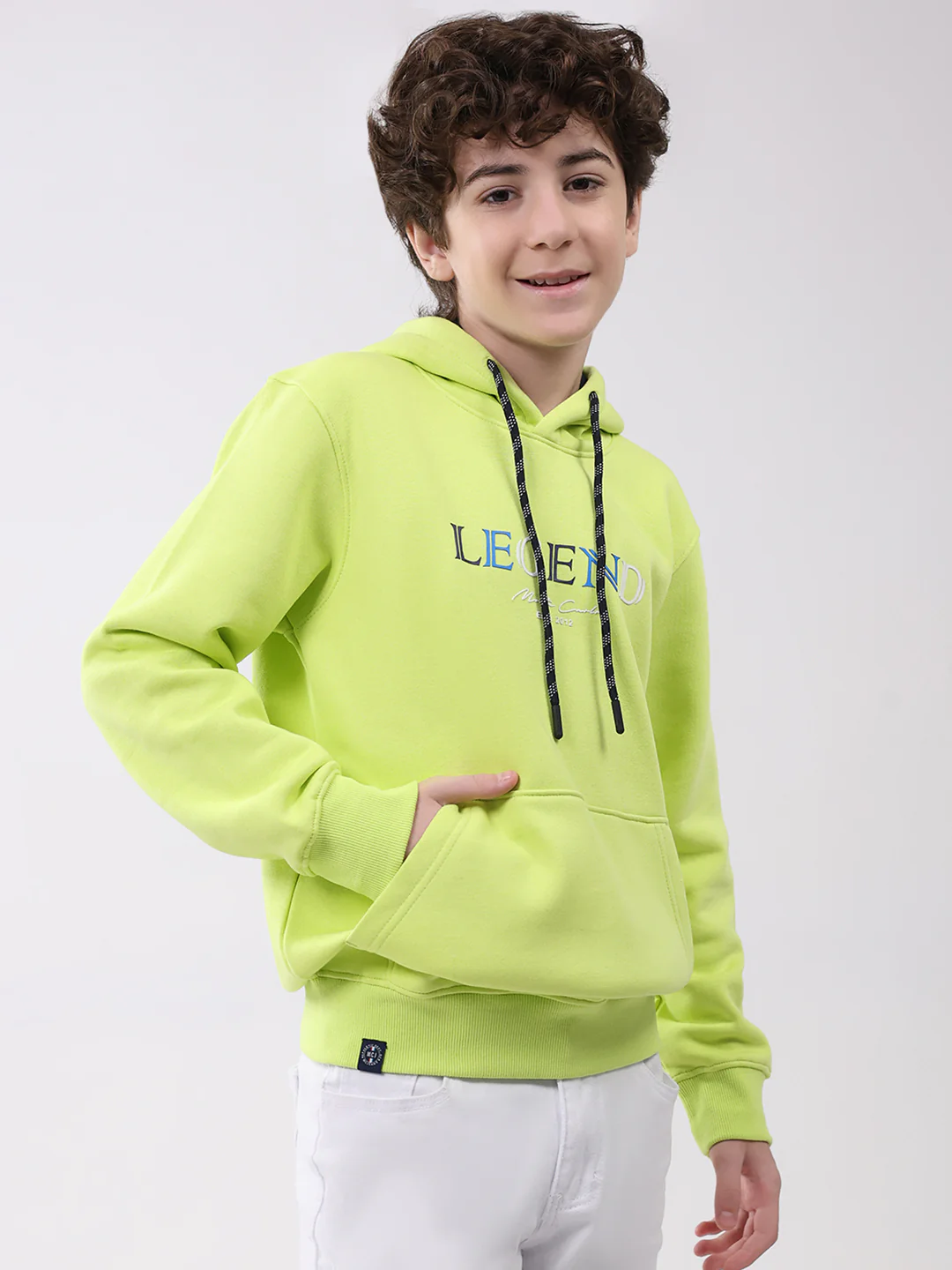 Boys Green Printed Hooded Full Sleeve Sweatshirt - Image 4