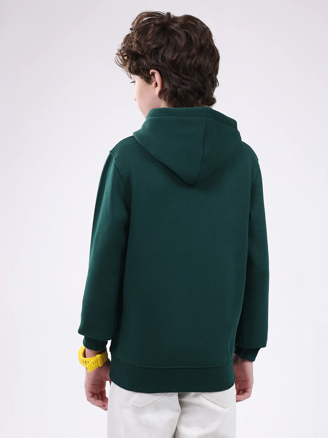 Boys Green Printed Hooded Full Sleeve Sweatshirt - Image 5