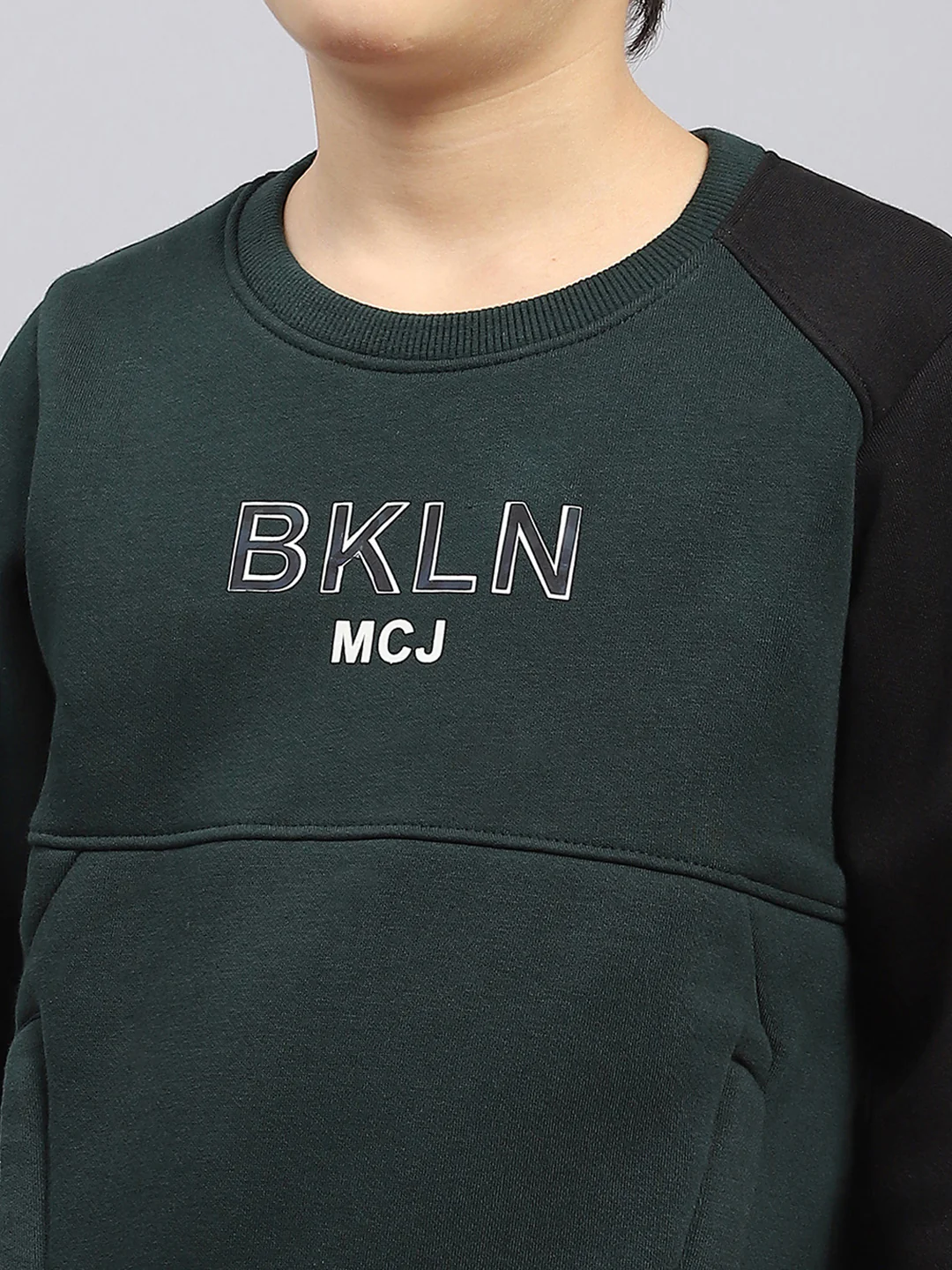 Boys Green Printed Round Neck Full Sleeve Sweatshirt - Image 6