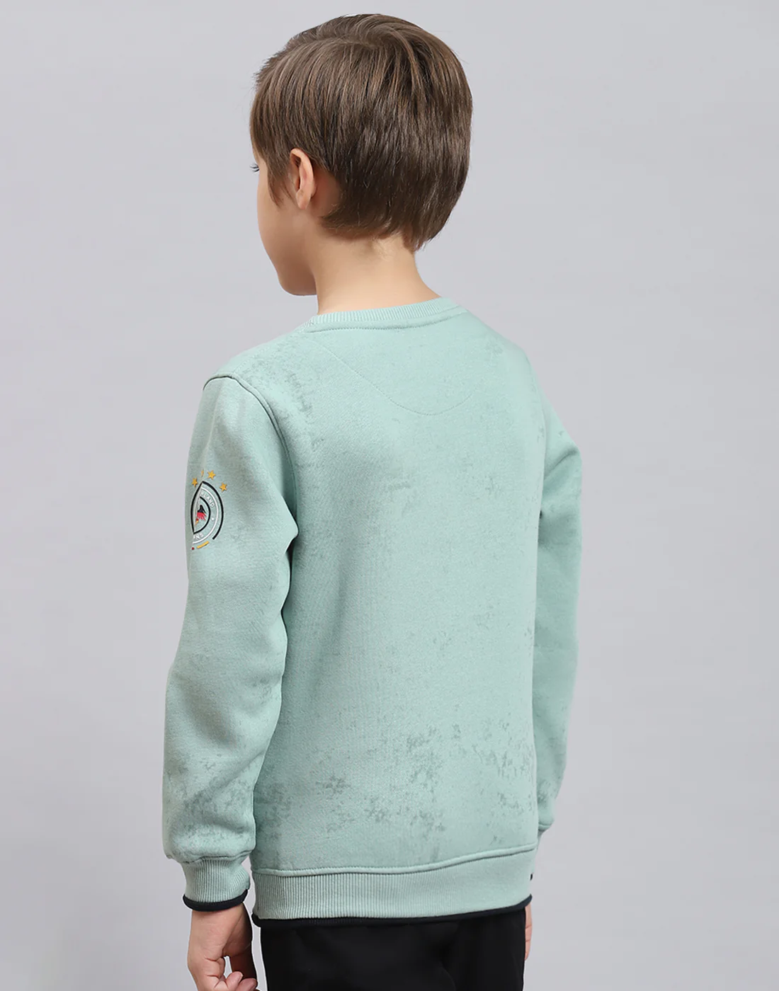 Boys Green Printed Round Neck Full Sleeve Sweatshirt - Image 6