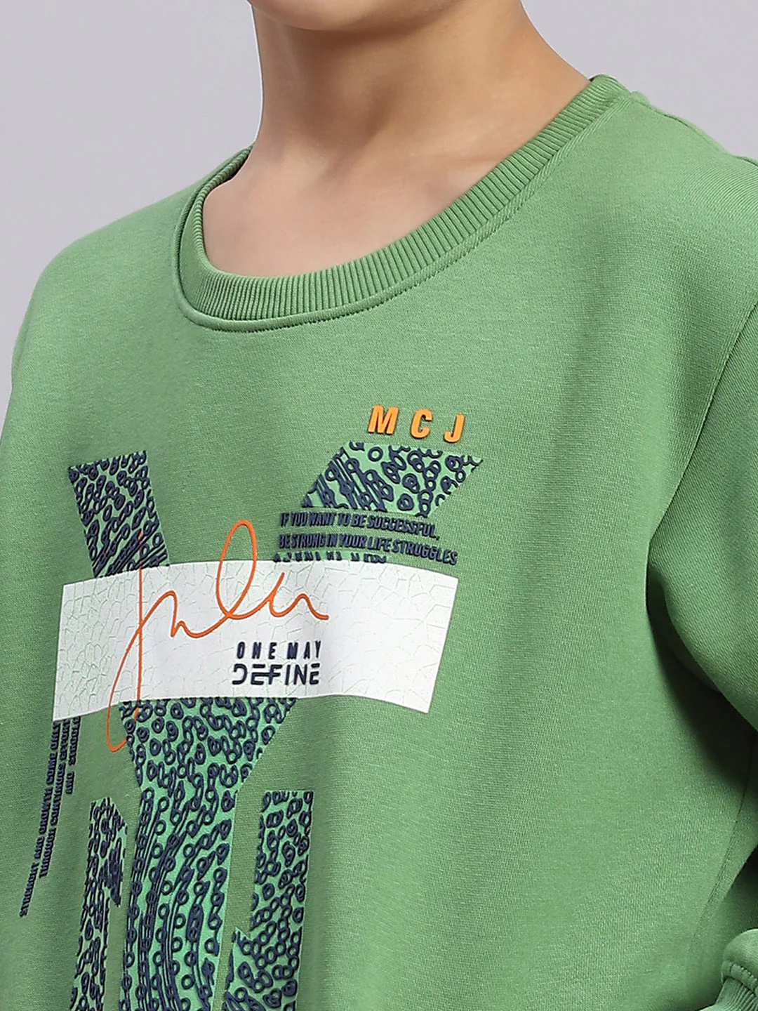Boys Green Printed Round Neck Full Sleeve Sweatshirt - Image 6