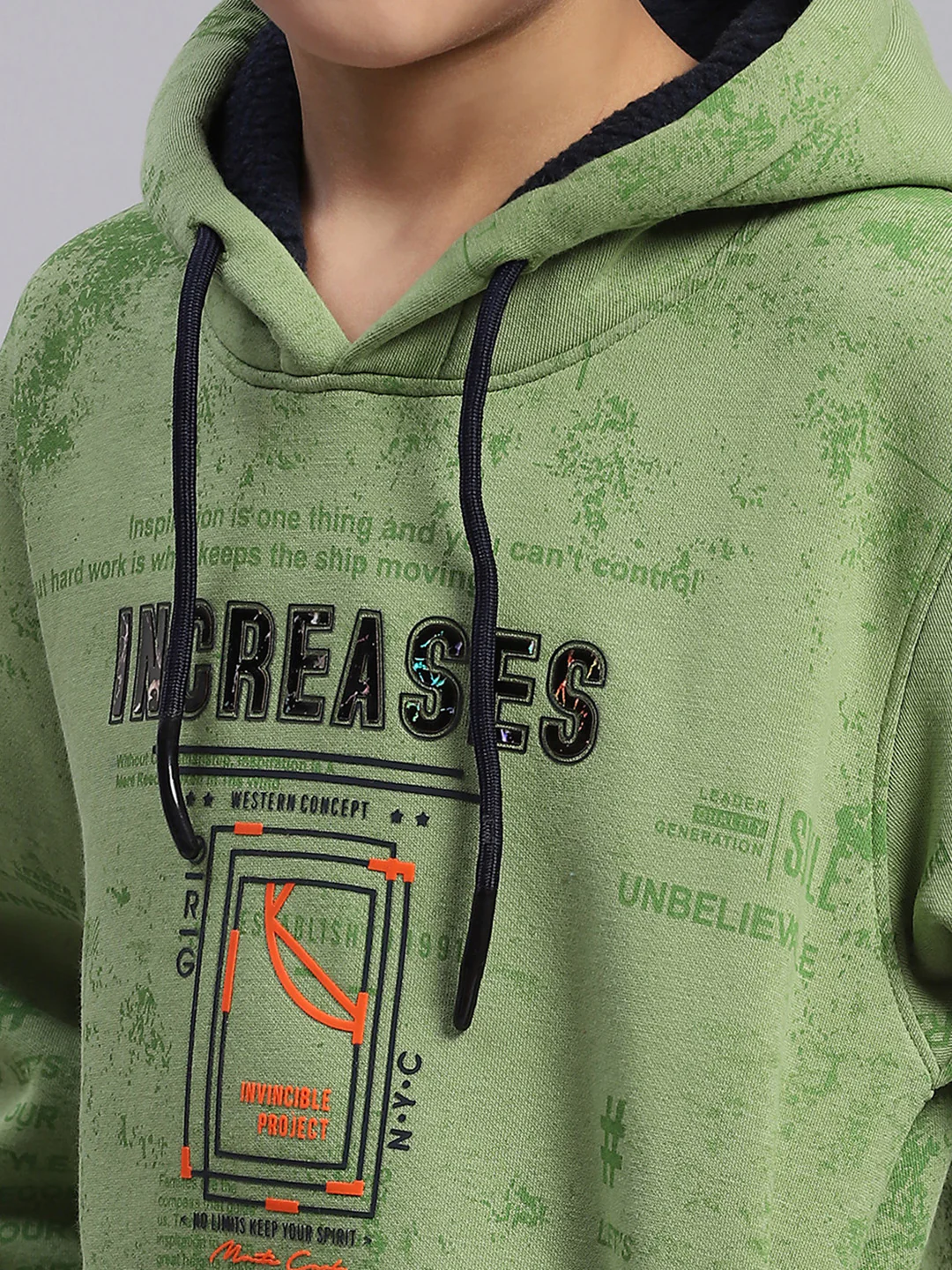 Boys Green Printed Round Neck Full Sleeve Sweatshirt - Image 6