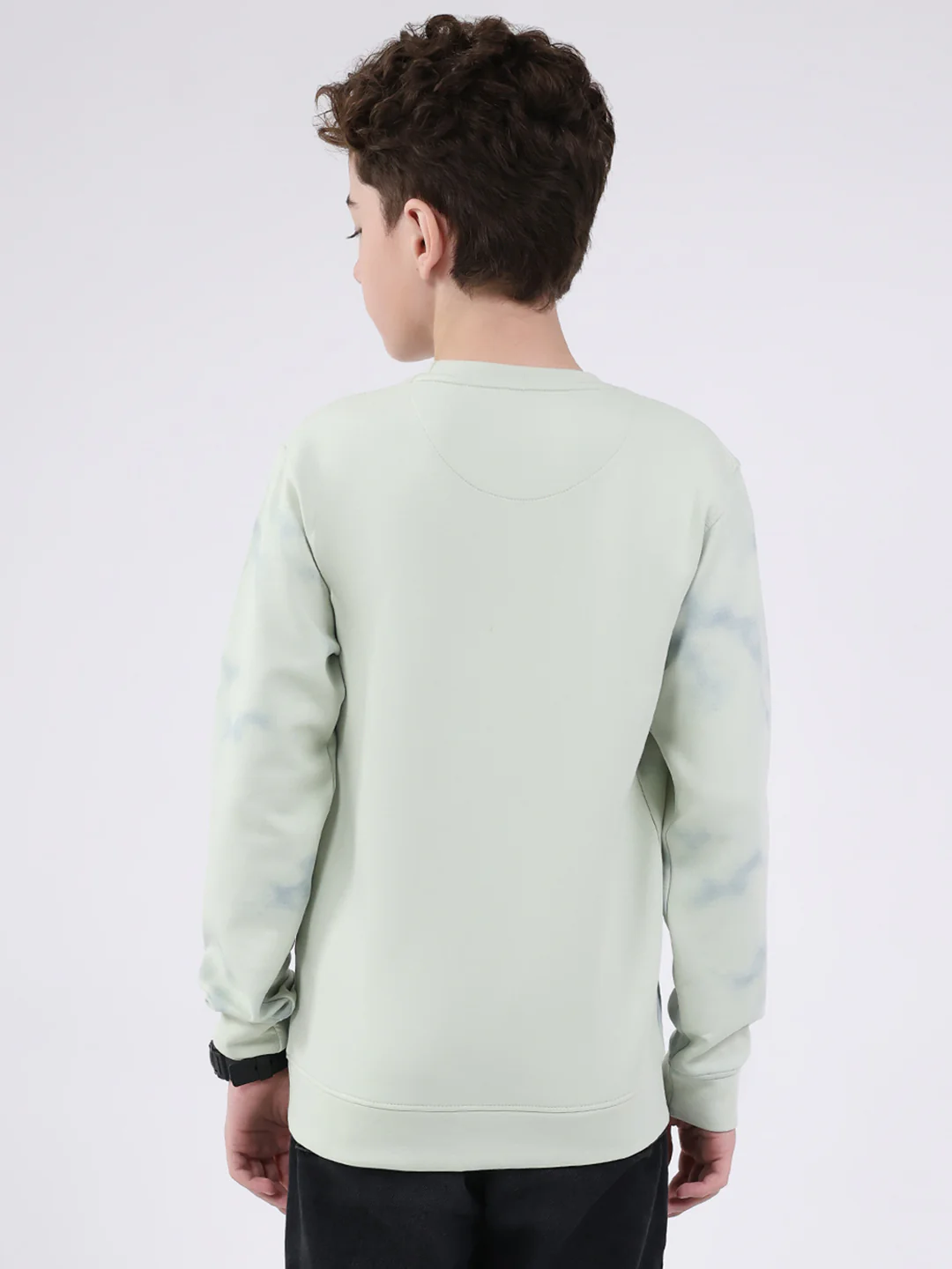 Boys Green Printed Round Neck Full Sleeve Sweatshirt - Image 5