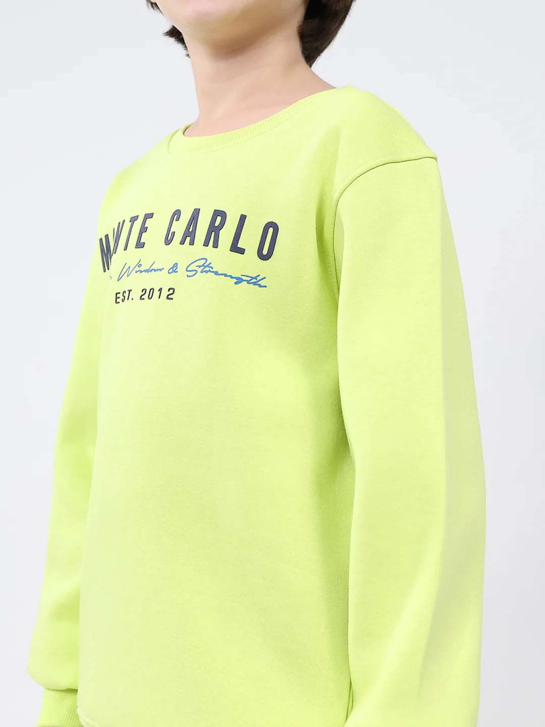 Boys Green Printed Round Neck Full Sleeve Sweatshirt - Image 6