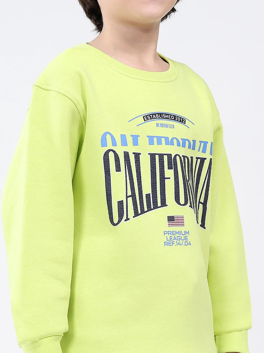 Boys Green Printed Round Neck Full Sleeve Sweatshirt - Image 6