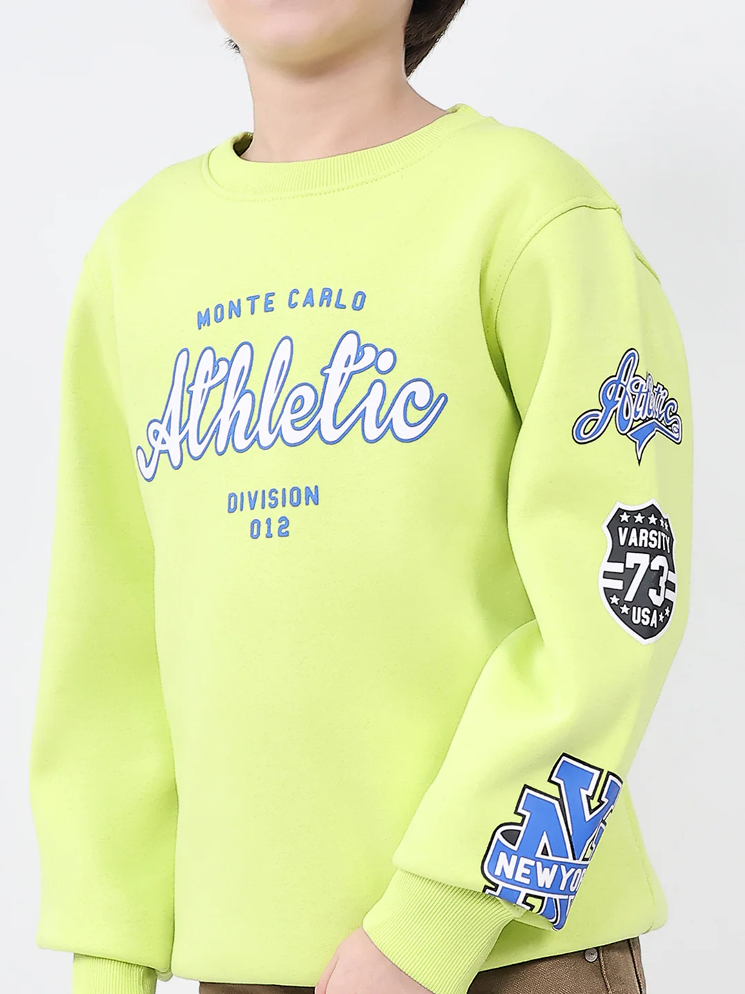 Boys Green Printed Round Neck Full Sleeve Sweatshirt - Image 6