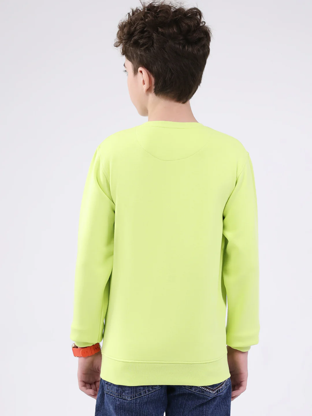 Boys Green Printed Round Neck Full Sleeve Sweatshirt - Image 5