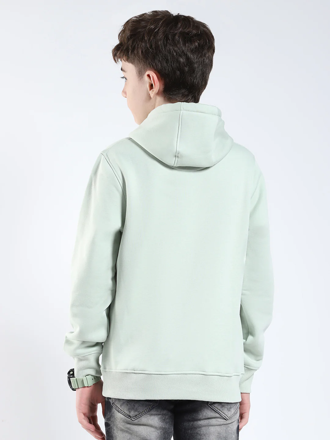 Boys Green Printed Round Neck Full Sleeve Sweatshirt - Image 5