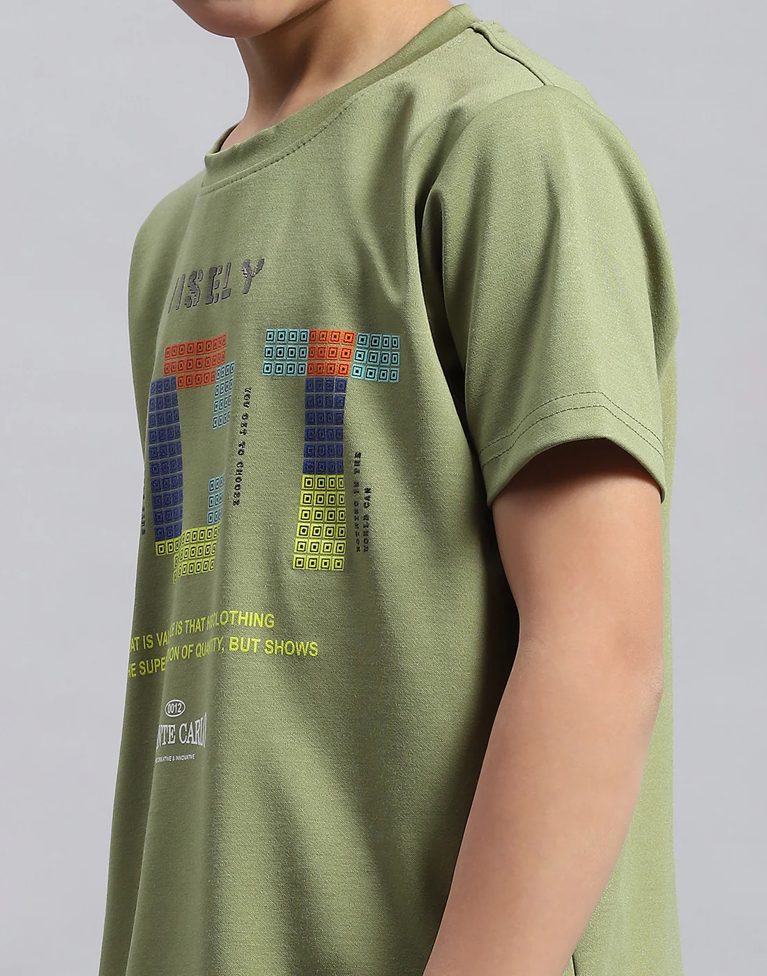 Boys Green Printed Round Neck Half Sleeve T-Shirt - Image 6