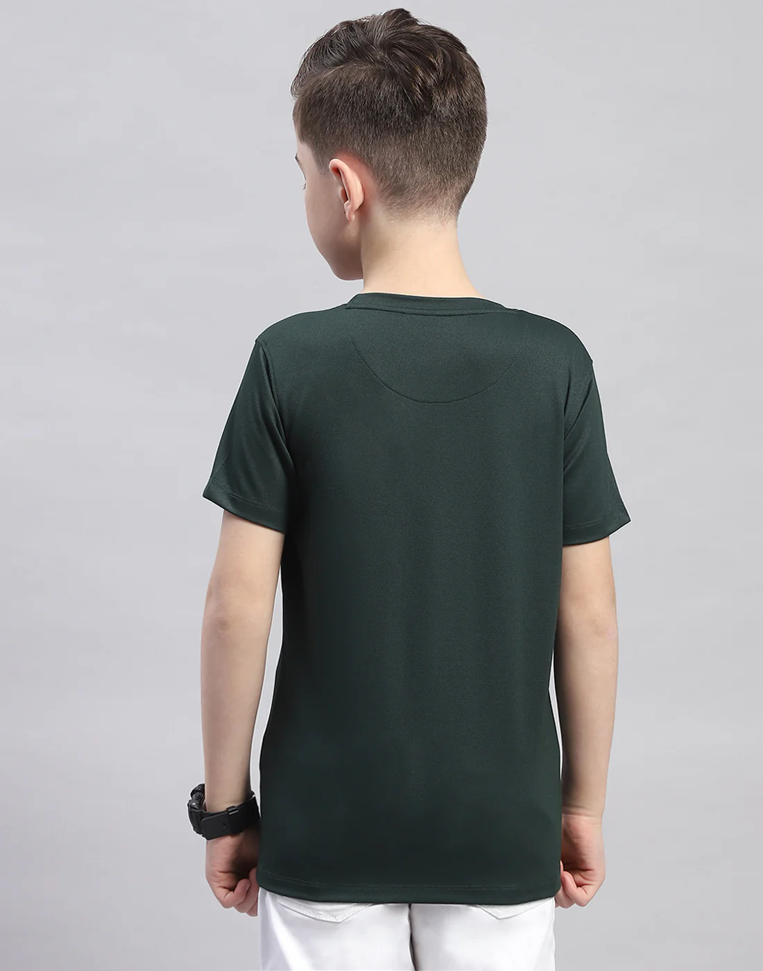 Boys Green Printed Round Neck Half Sleeve T-Shirt - Image 5