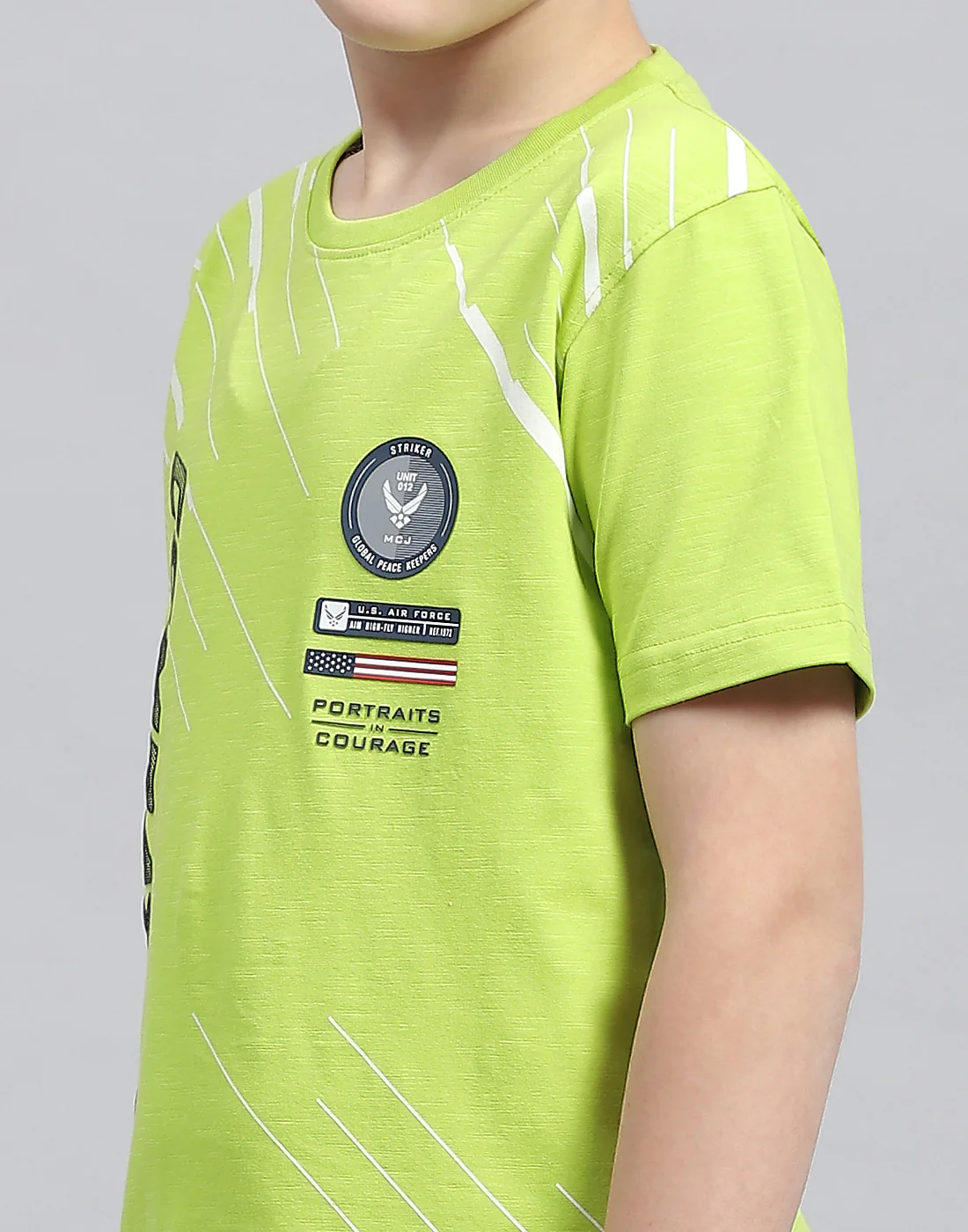 Boys Green Printed Round Neck Half Sleeve T-Shirt - Image 6