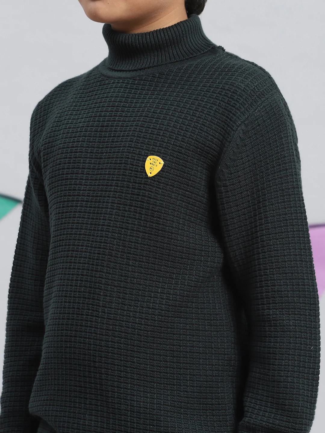 Boys Green Self Pullover - Image 6