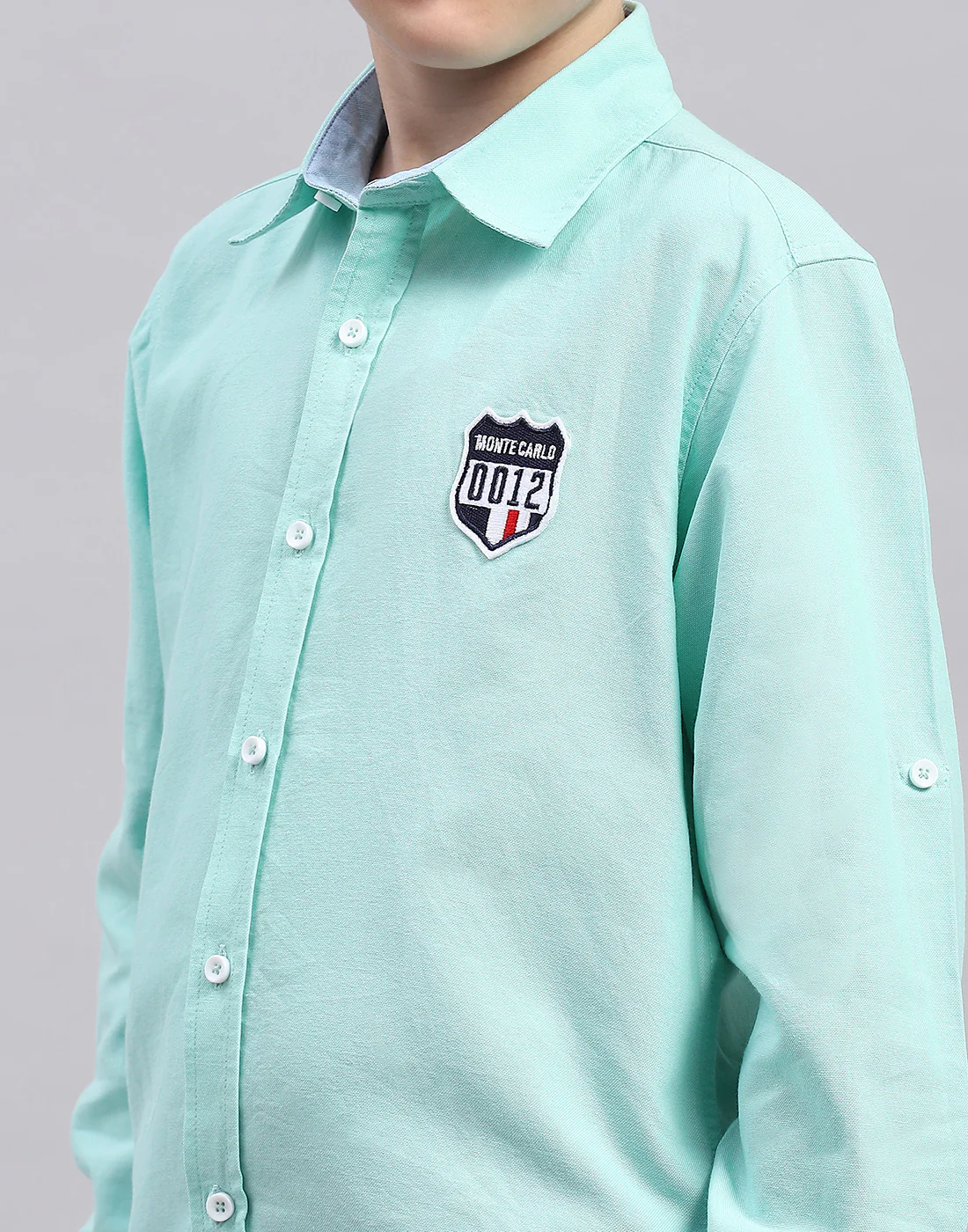 Boys Green Solid Collar Full Sleeve Shirt - Image 6