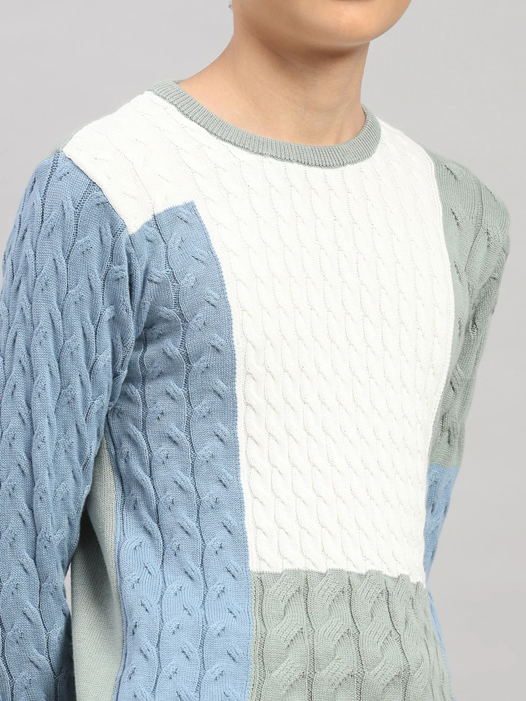 Boys Green Stripe Round Neck Full Sleeve Pullover - Image 6