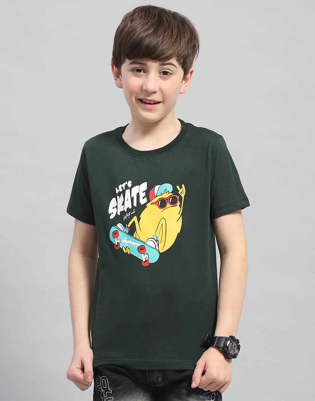 Boys Green & Turquoise Blue Printed Round Neck Half Sleeve T-Shirt (Pack of 2) - Image 3