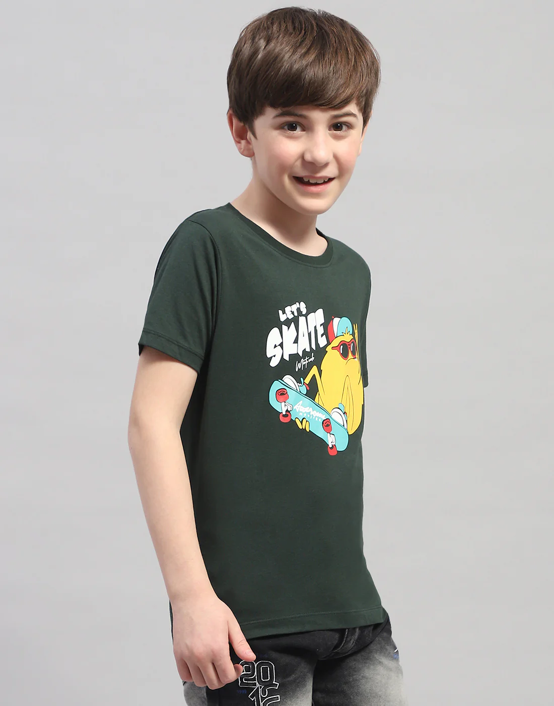 Boys Green & Turquoise Blue Printed Round Neck Half Sleeve T-Shirt (Pack of 2) - Image 5
