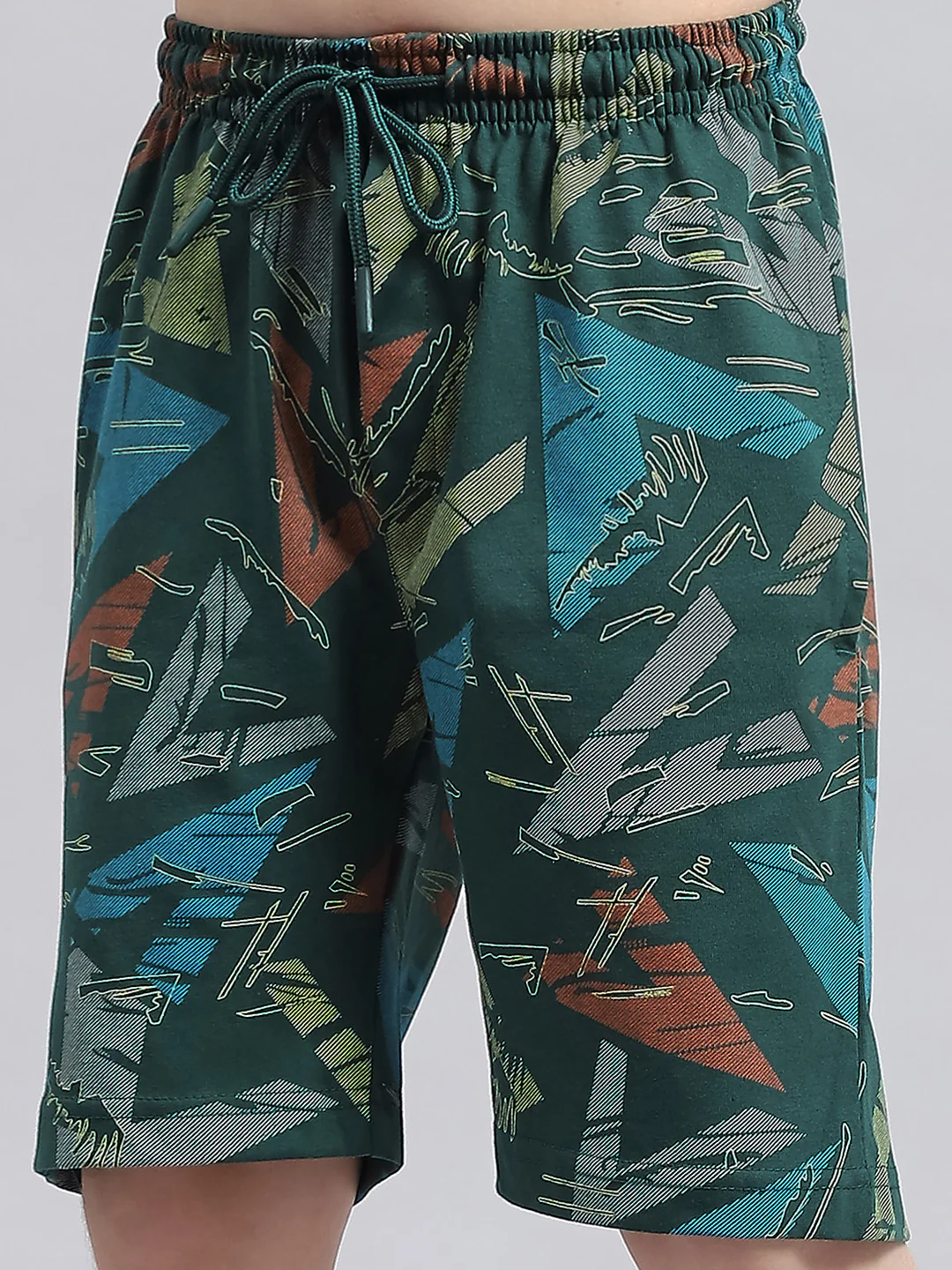 Boys Blue Printed Round Neck Half Sleeve Bermuda Set - Image 8