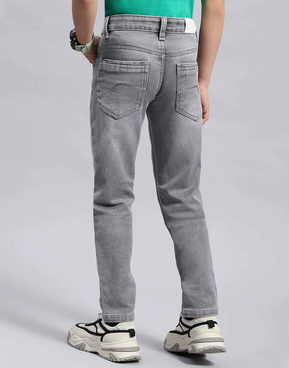 Boys Grey Light Wash Slim Fit Denim - Image 5