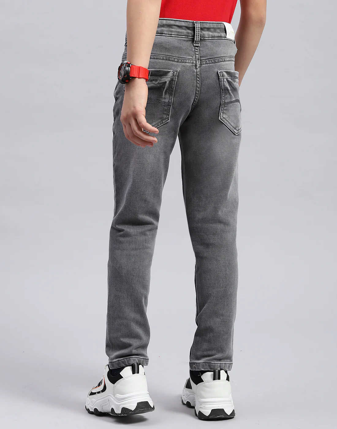 Boys Grey Light Wash Slim Fit Denim - Image 5