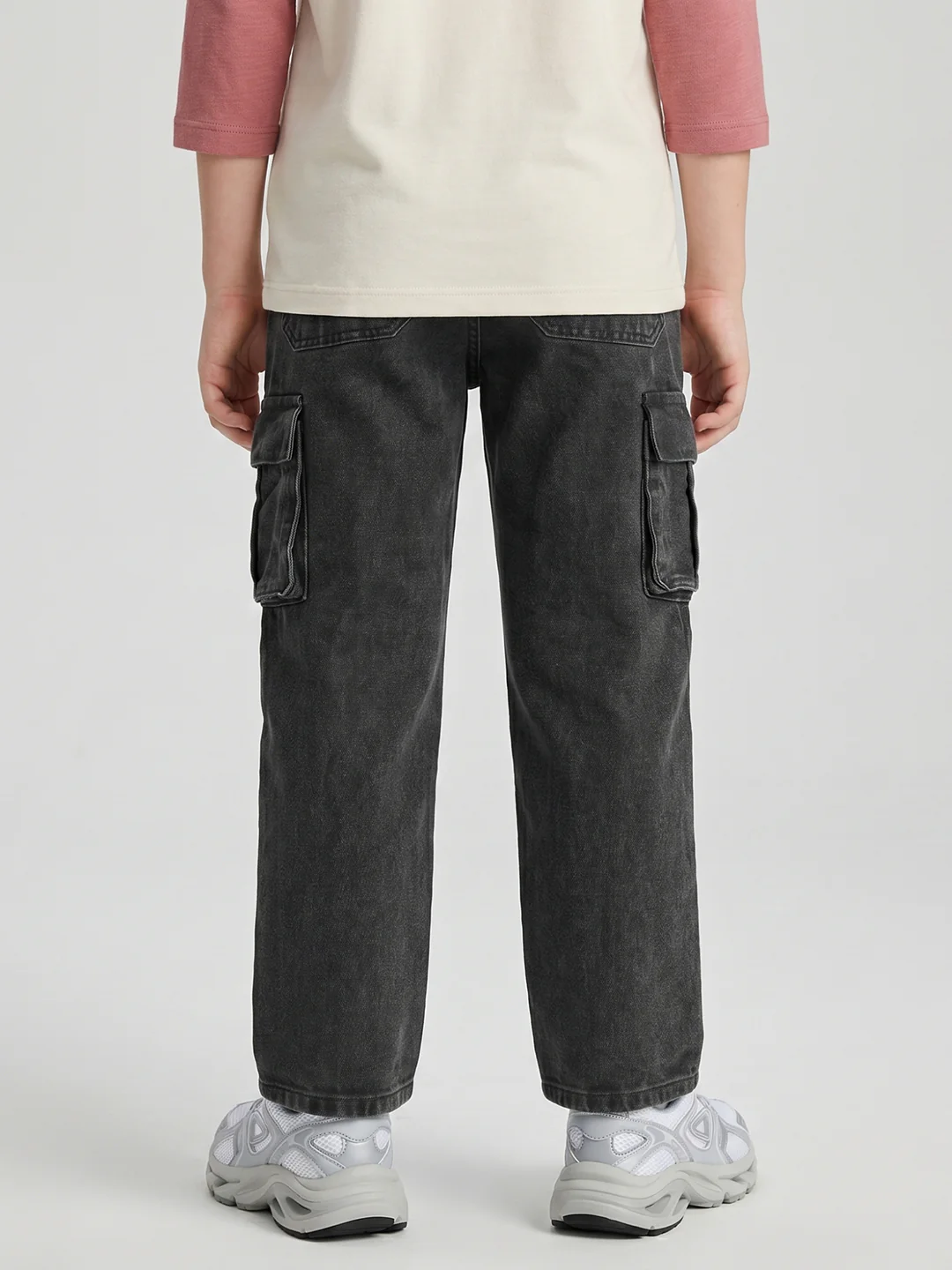 Boys Grey Light Wash Straight Fit Cargo - Image 4