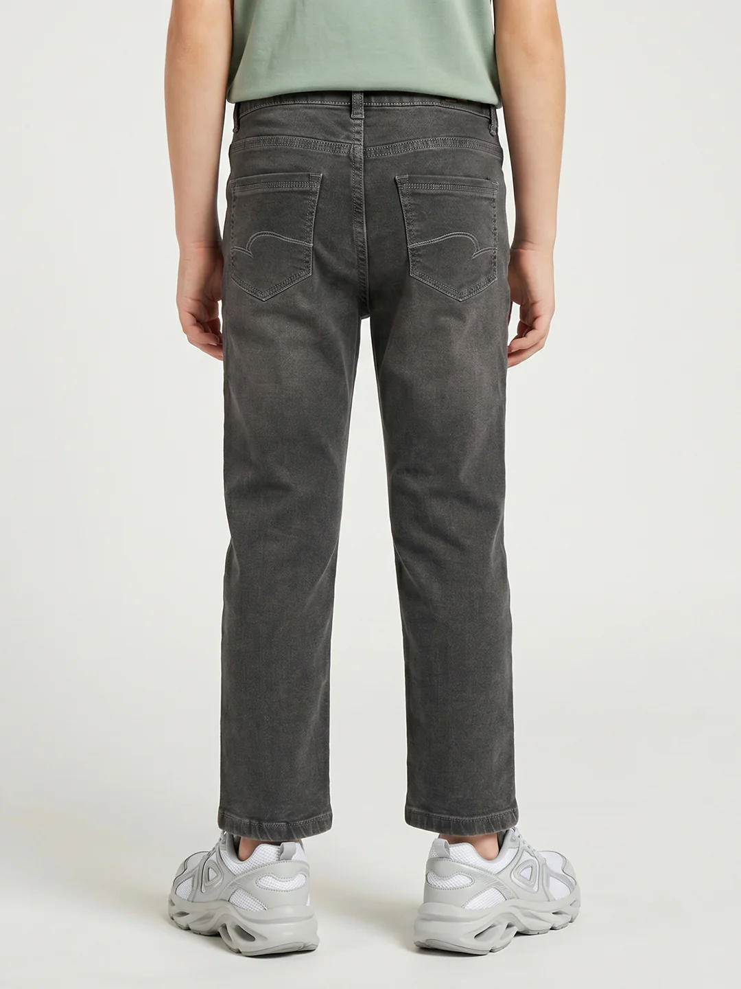 Boys Grey Light Wash Straight Fit Denim - Image 4