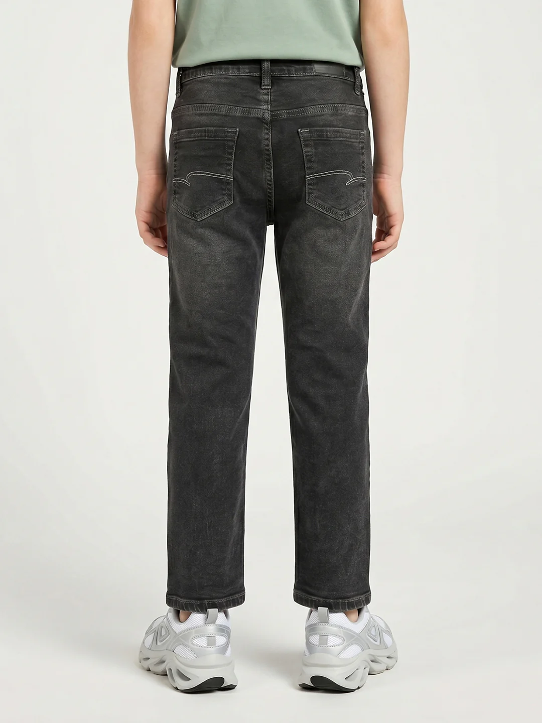 Boys Grey Light Wash Straight Fit Denim - Image 4