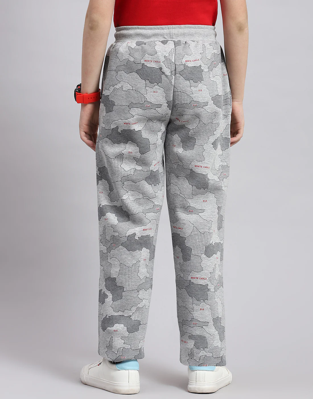 Boys Grey Melange Printed Regular Fit Lower - Image 5