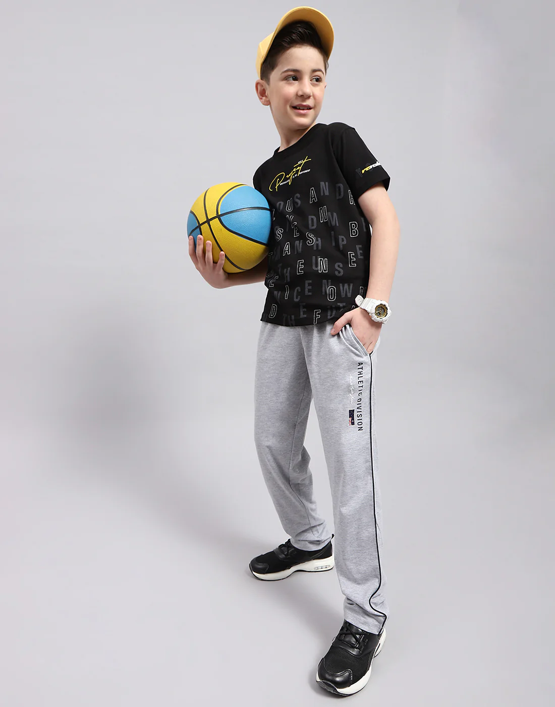 Boys Grey Melange Printed Regular Fit Lower - Image 2