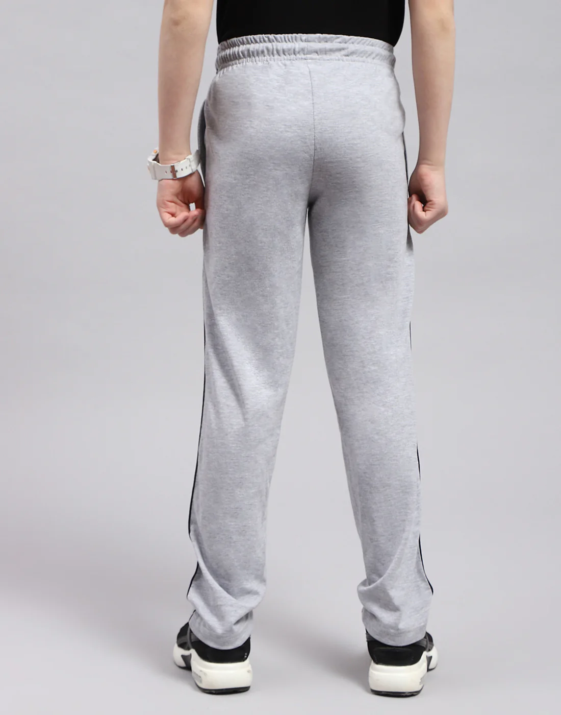 Boys Grey Melange Printed Regular Fit Lower - Image 5