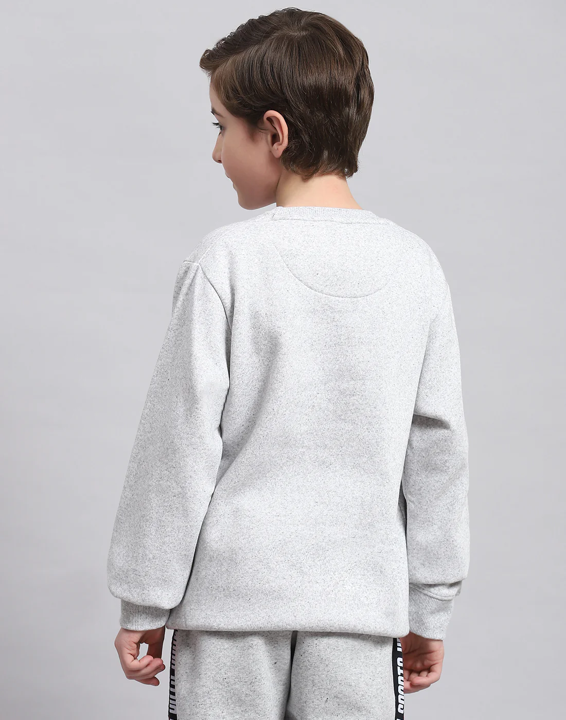 Boys Grey Melange Printed Round Neck Full Sleeve Sweatshirt - Image 5