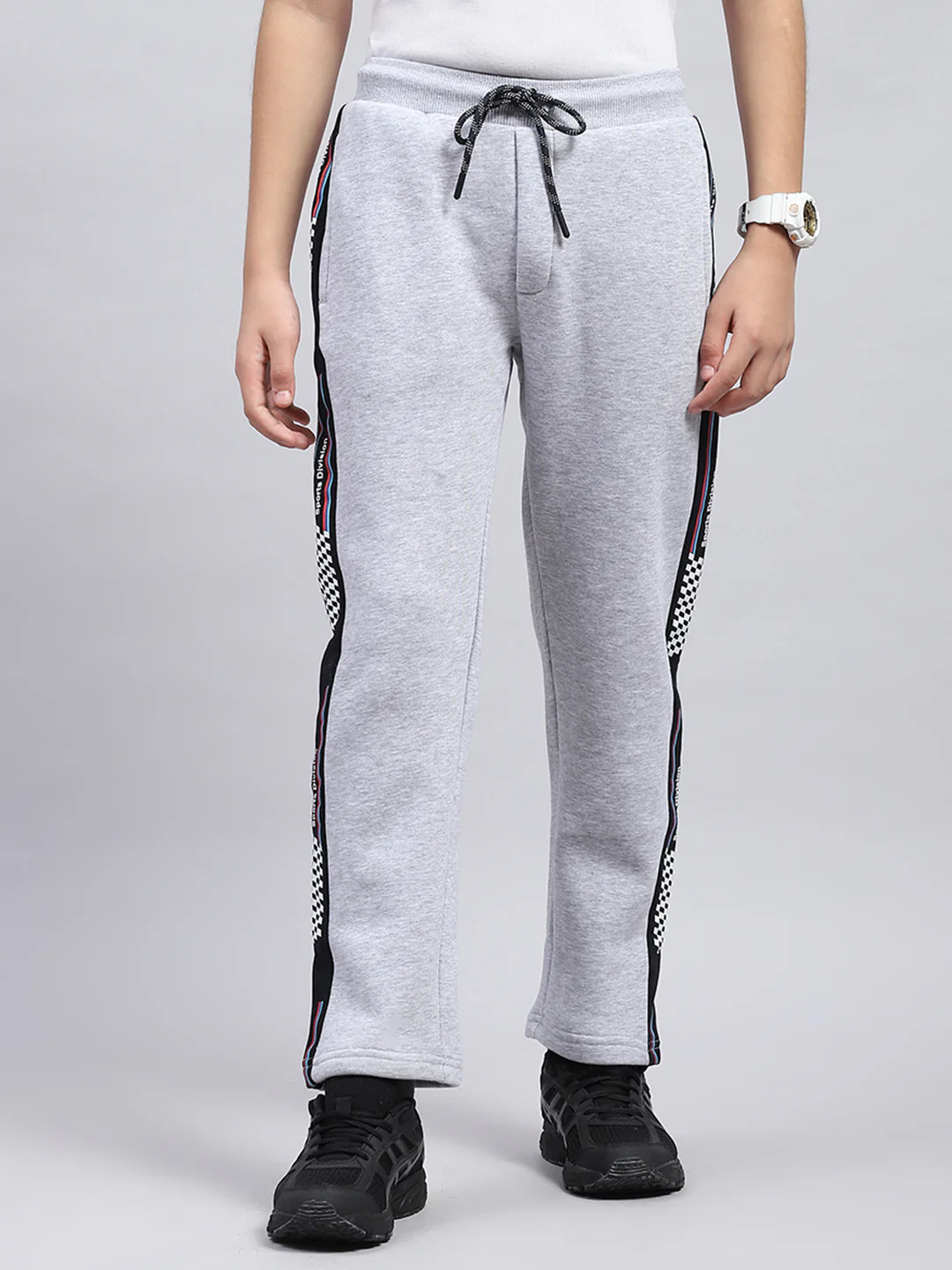 Boys Grey Printed Hooded Full Sleeve Tracksuit - Image 7