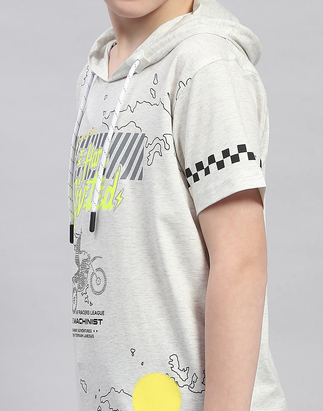 Boys Grey Printed Hooded Half Sleeve T-Shirt - Image 8