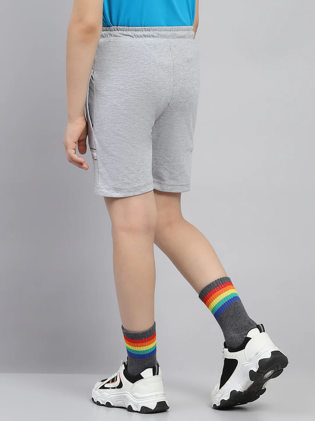 Boys Grey Printed Regular Fit Bermuda - Image 5