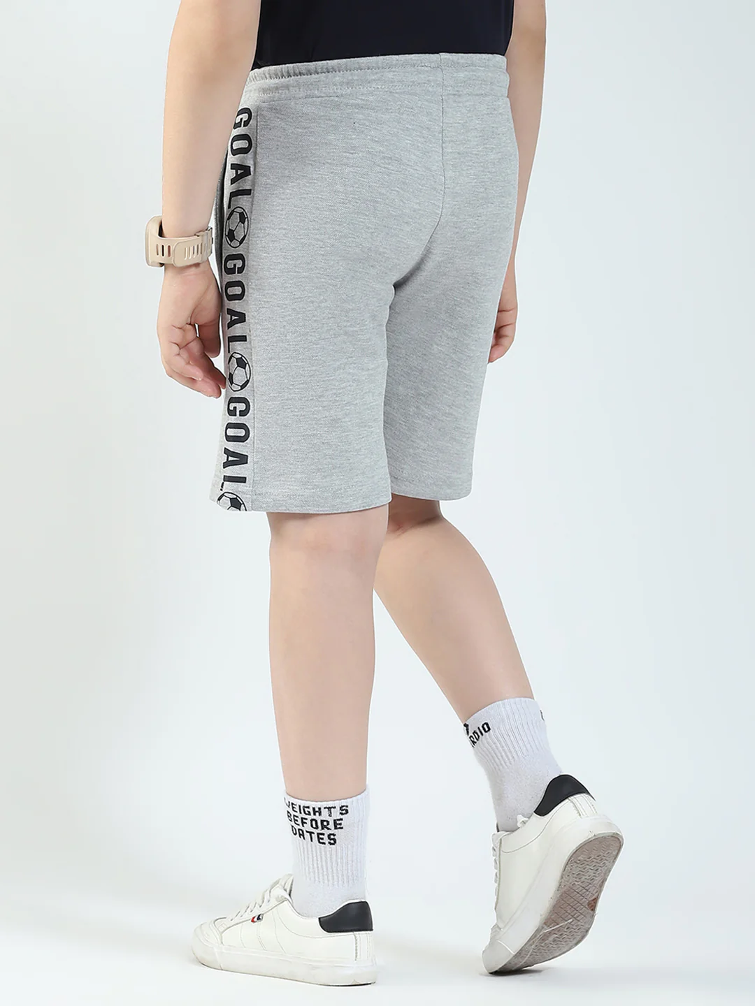 Boys Grey Printed Regular Fit Bermuda - Image 5