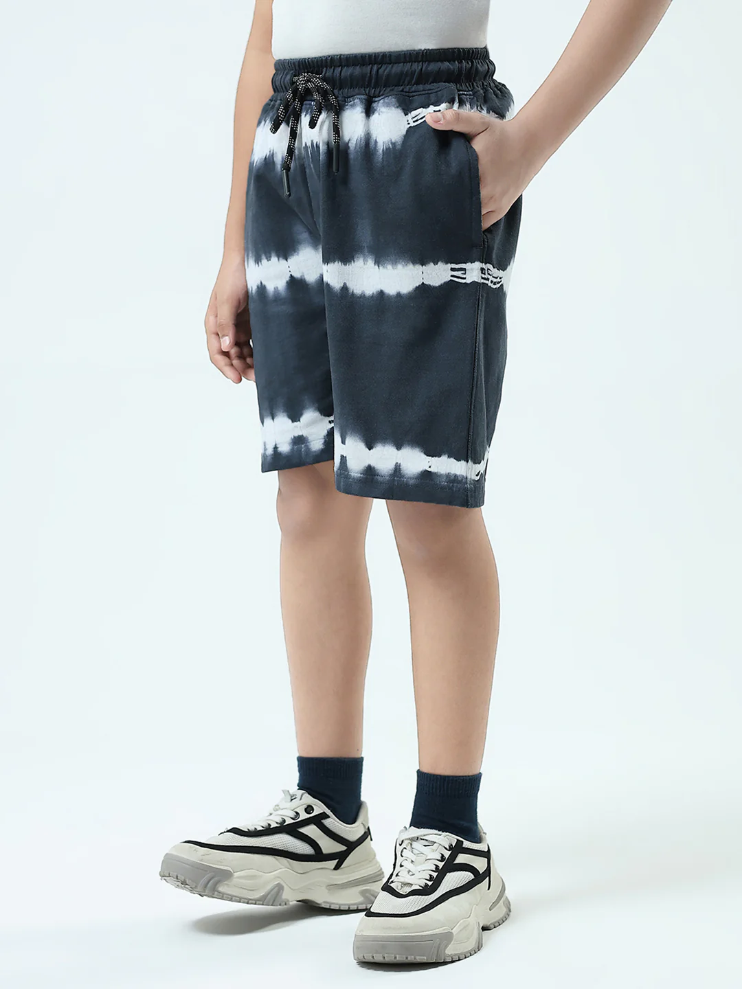 Boys Grey Printed Regular Fit Bermuda - Image 3