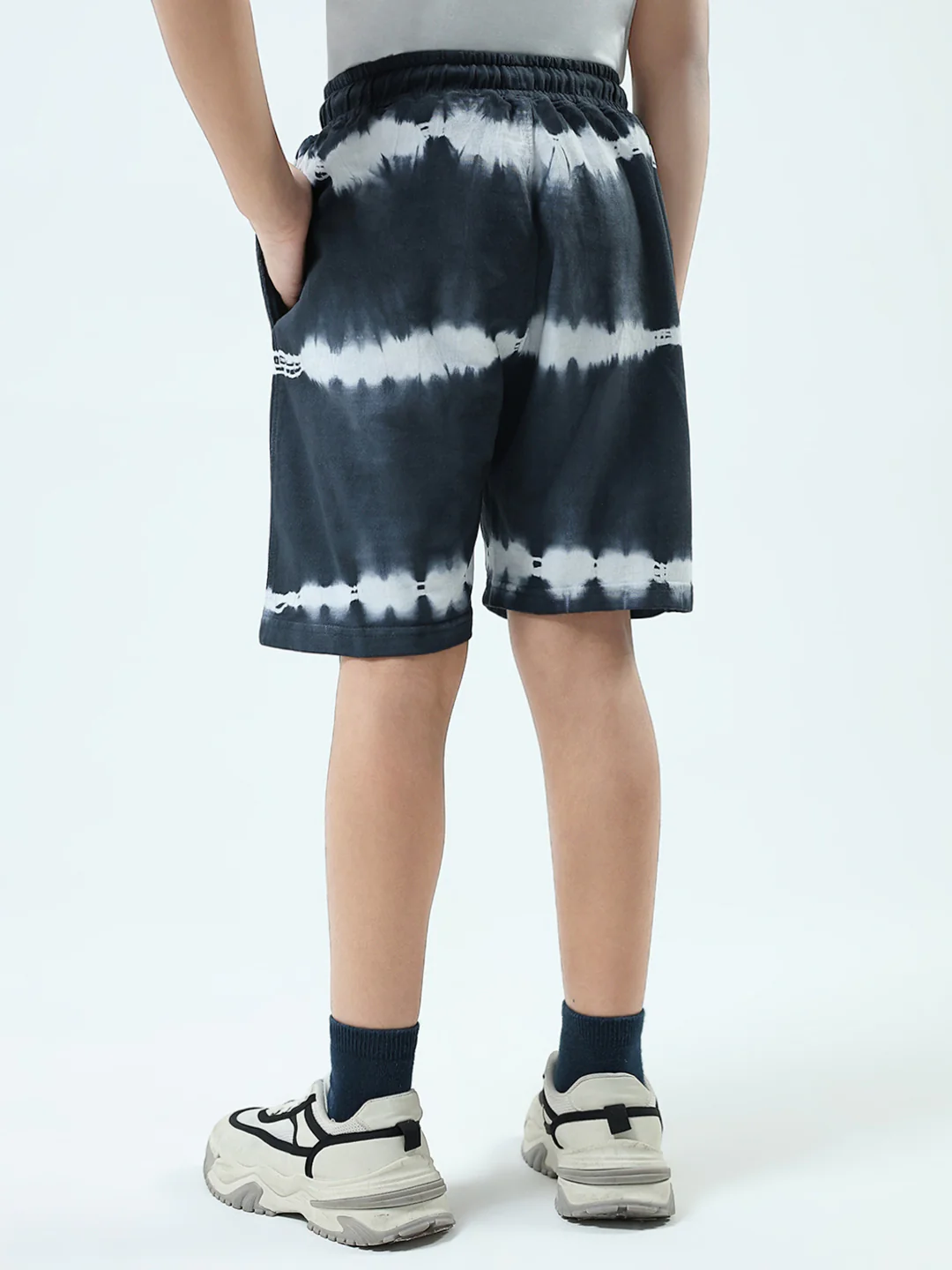 Boys Grey Printed Regular Fit Bermuda - Image 5