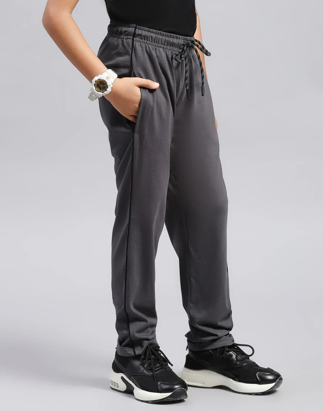 Boys Grey Printed Regular Fit Lower - Image 4