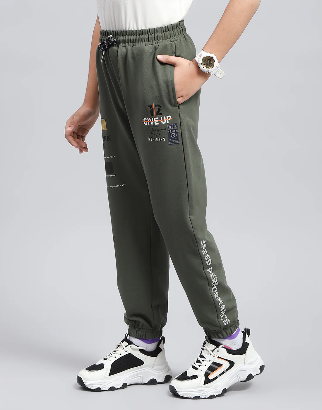 Boys Grey Printed Regular Fit Lower - Image 3