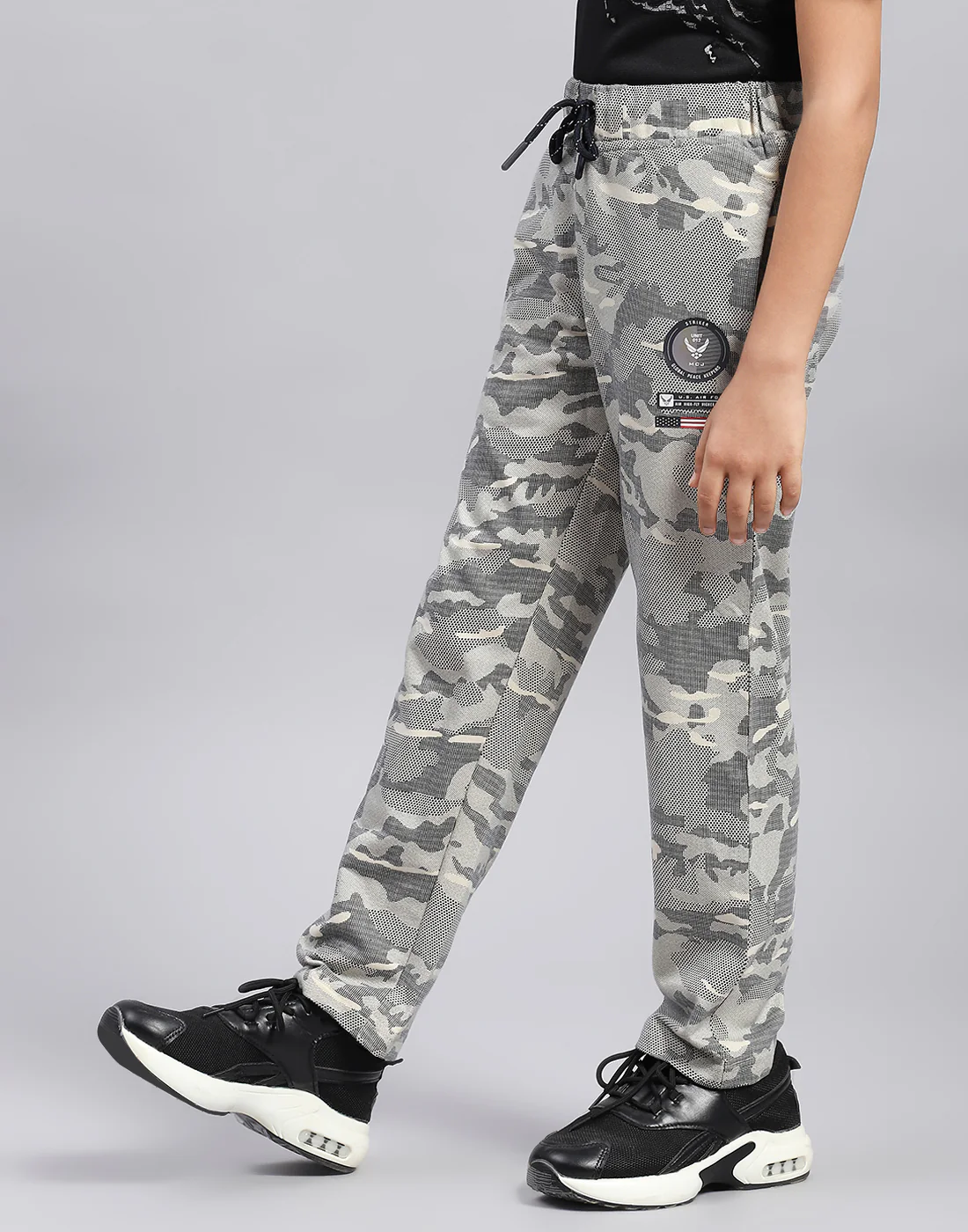 Boys Grey Printed Regular Fit Lower - Image 3
